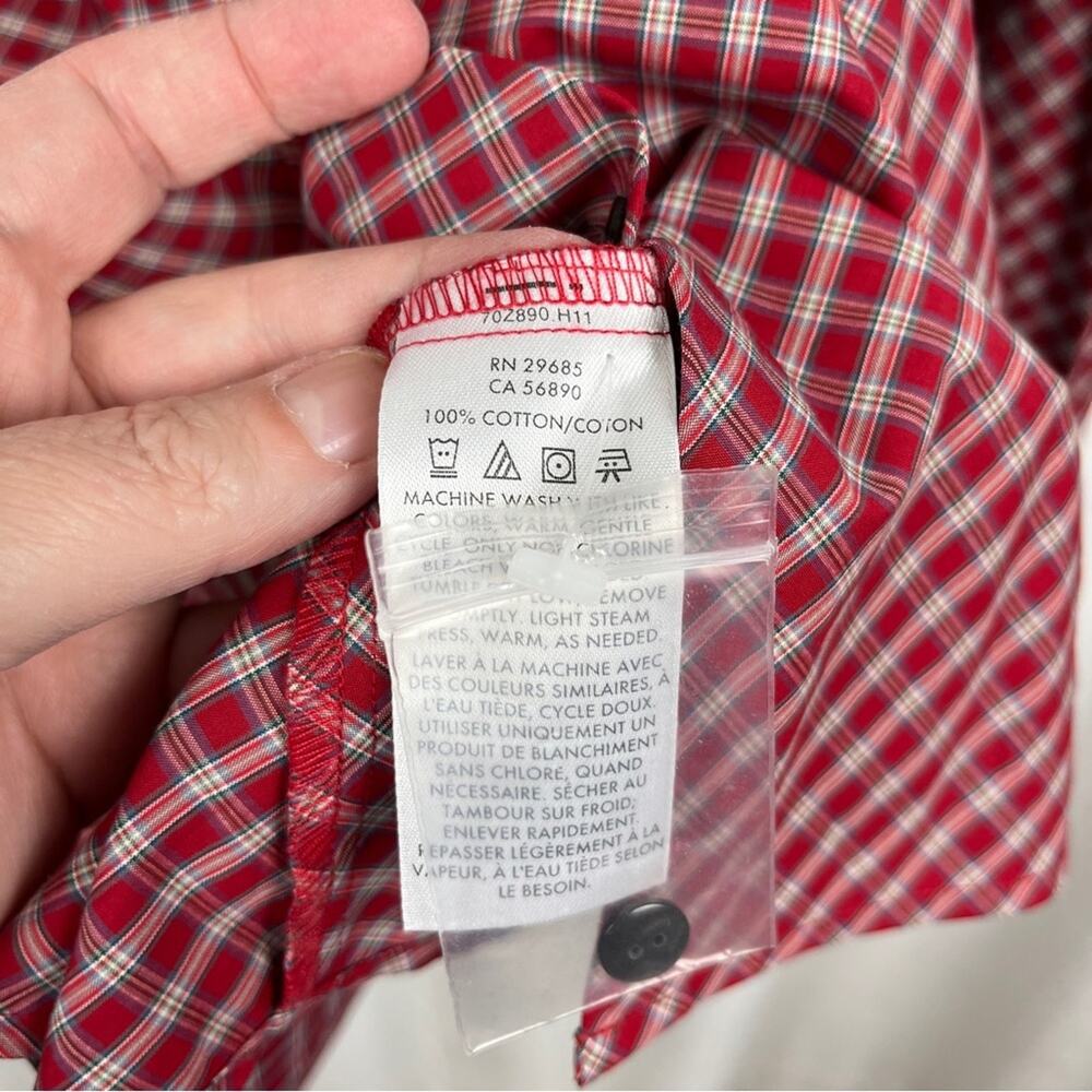 Pendleton Red Plaid Ruffle Collar Long Sleeve Button Up Blouse Sz.18 - Picture 11 of 12
